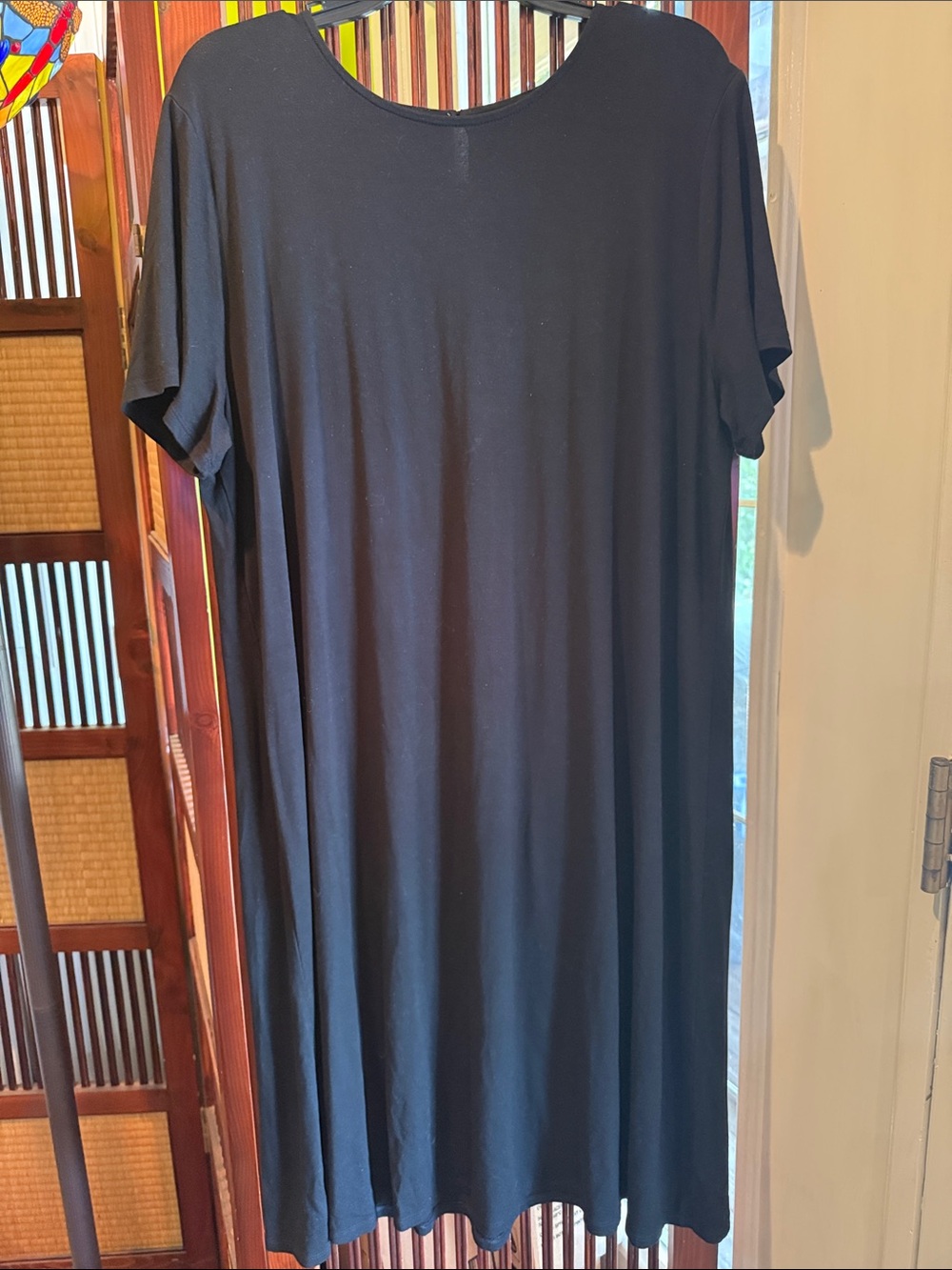 J.Jill Black Short-Sleeve A-Line dress.